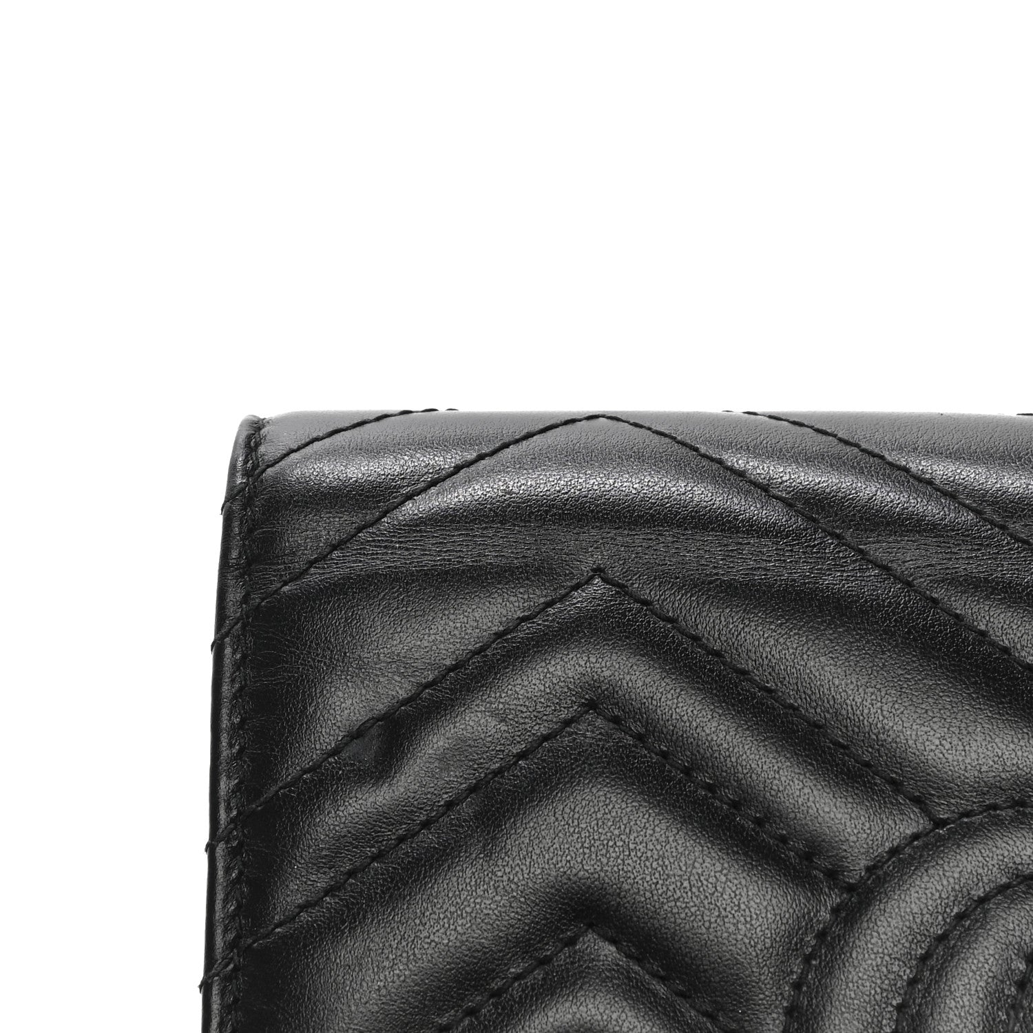 Gucci Calfskin Matelasse GG Marmont Chain Wallet Black 15 of 19