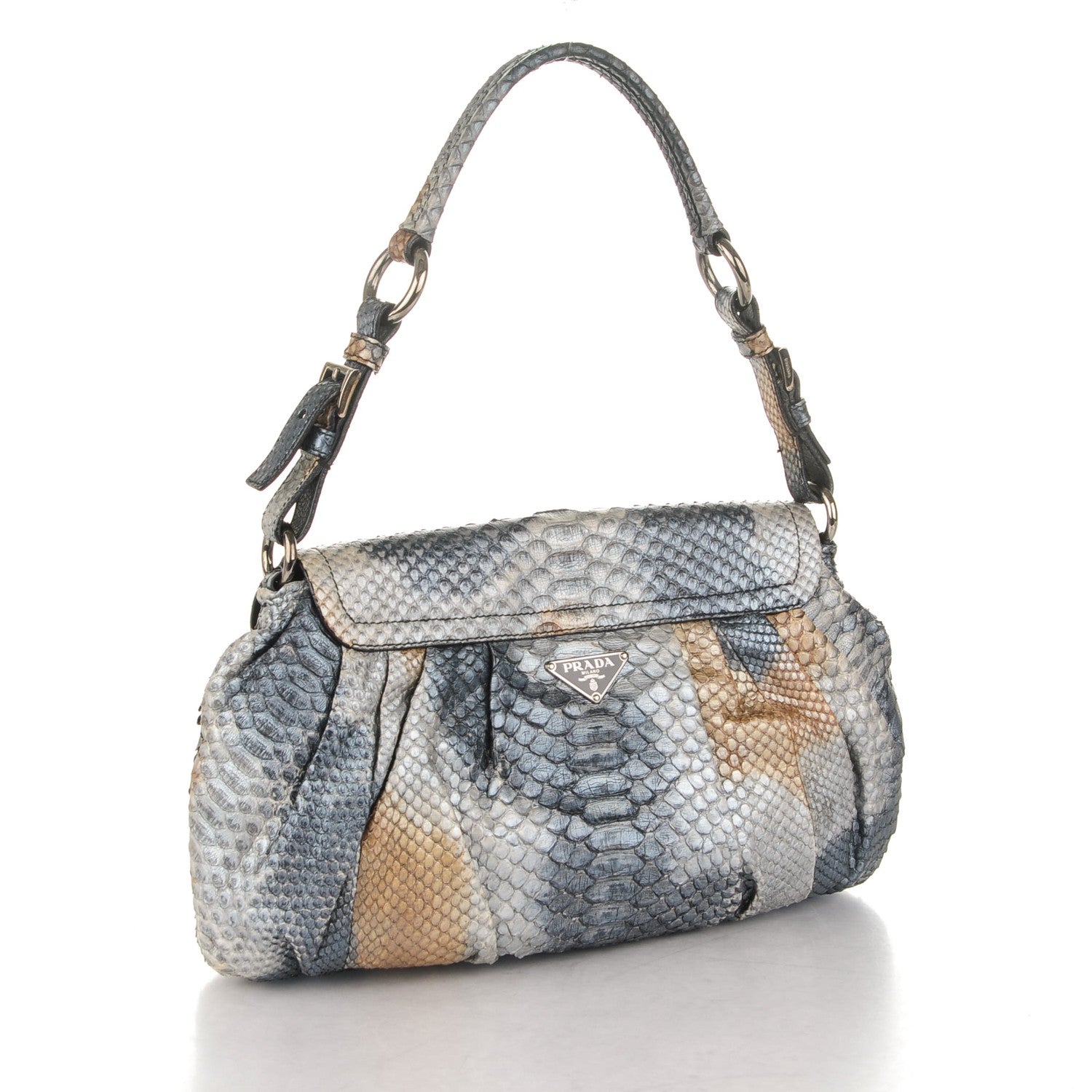 Prada Metallic Python Shoulder Flap Bronzo 3 of 7