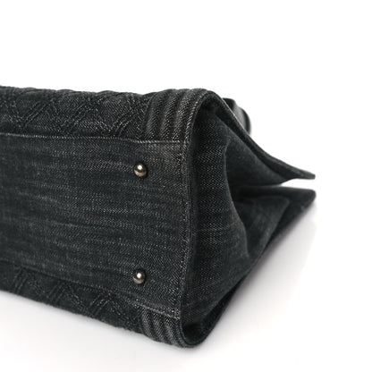 Chanel Denim Quilted Boy Shopping Tote Black 9 of 10