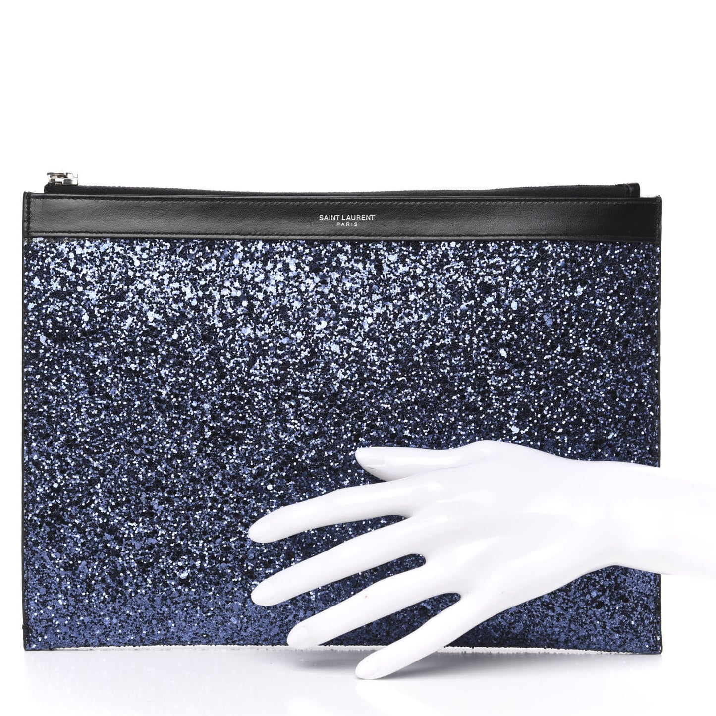 Calfskin Glitter Zipped Tablet Pouch Blue