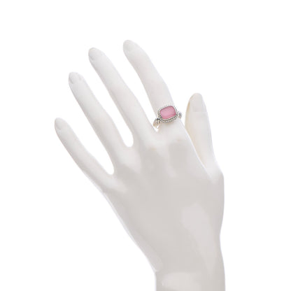 David Yurman Sterling Silver Diamond Rose Quartz 10mm Noblesse Ring 52 6 2 of 5