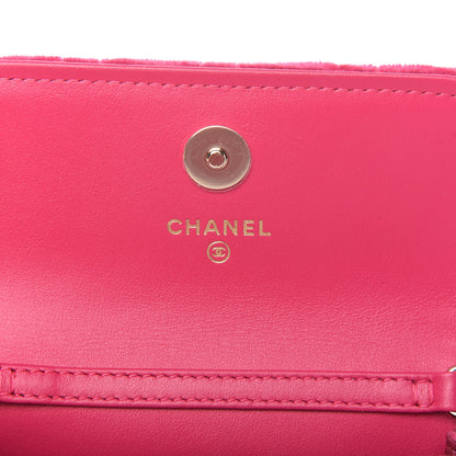 Chanel Velvet Quilted Pearl Crush Flap With Chain Pink 8 of 11