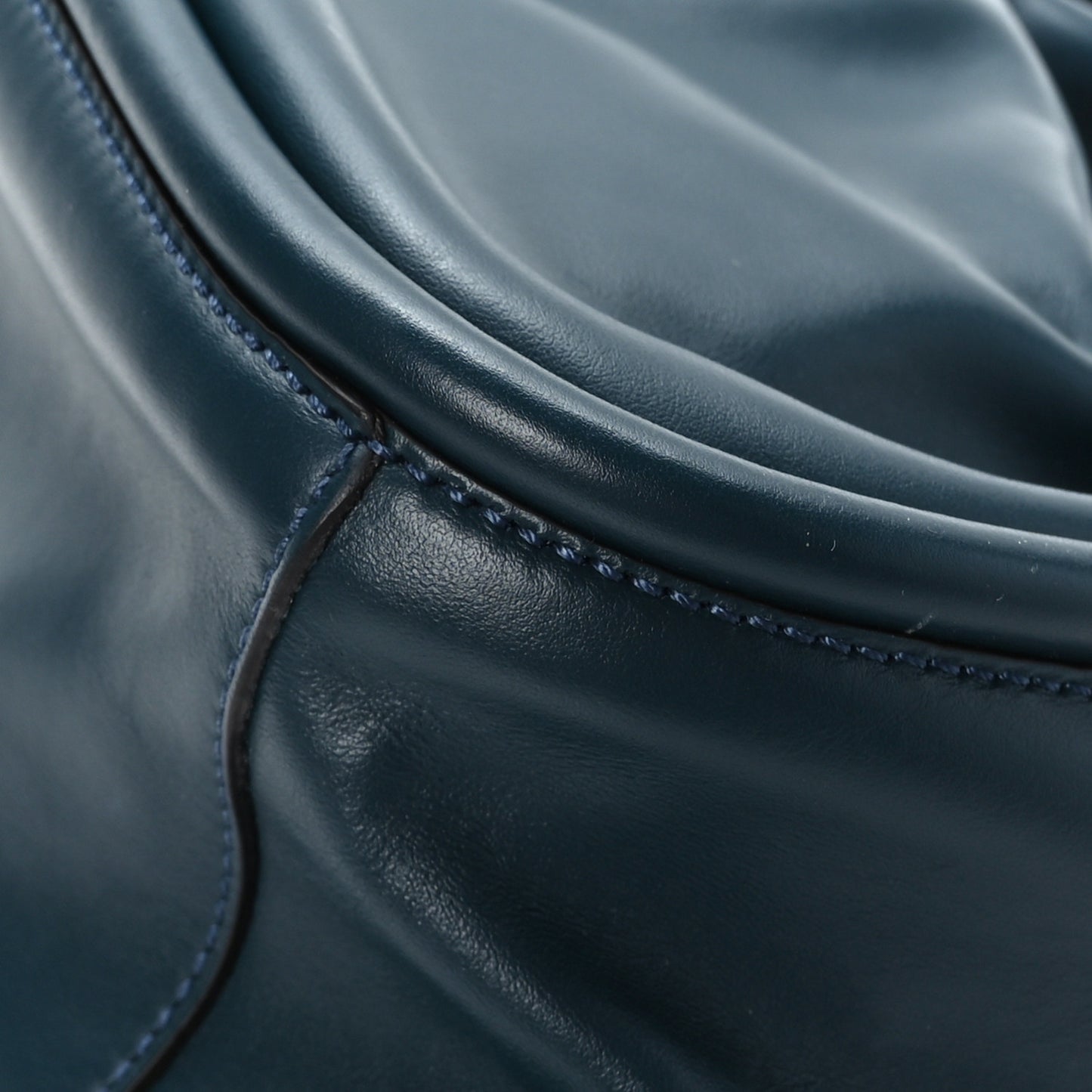 Calfskin Small Ruched Tote Navy