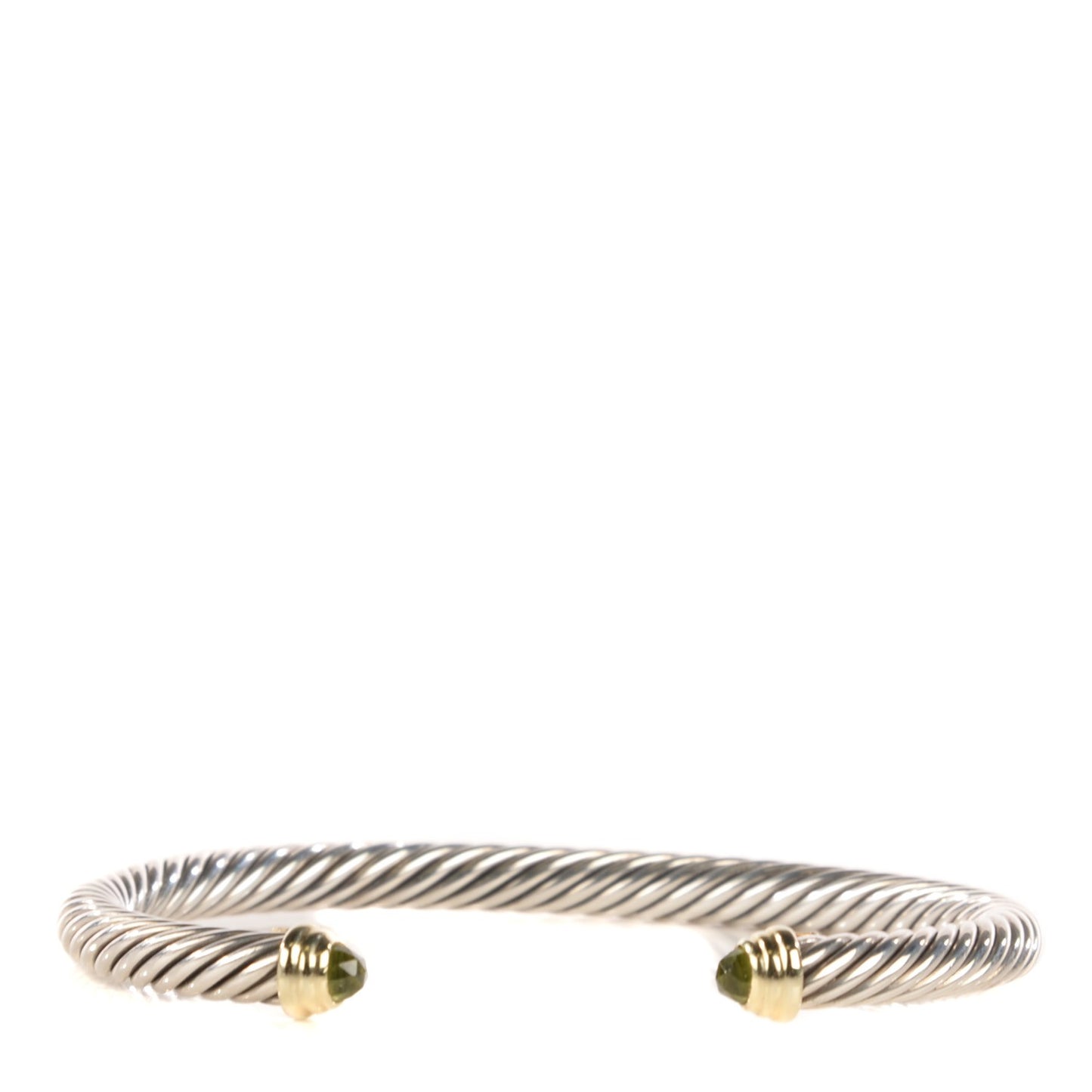 Sterling Silver 14K Yellow Gold Peridot 5mm Cable Classics Bracelet