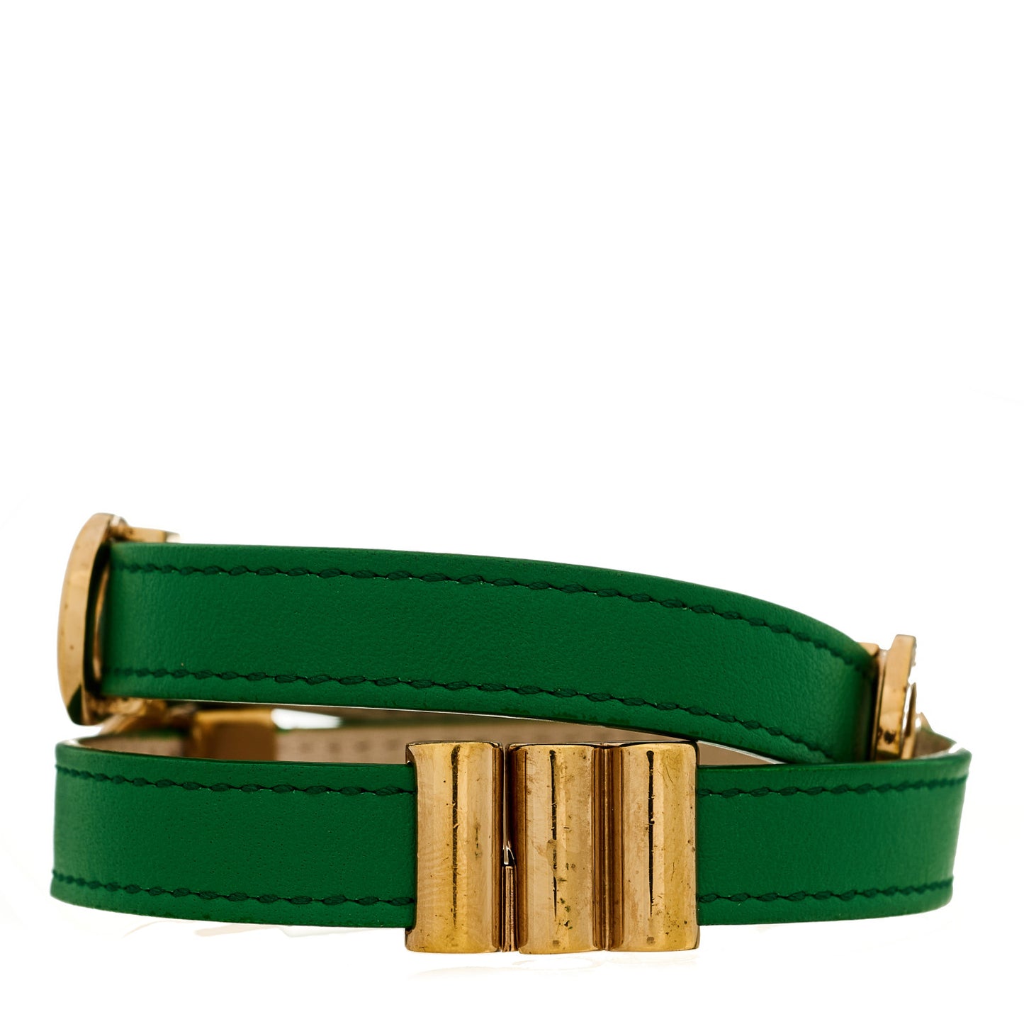 Calfskin Double Coiled Bracelet Green