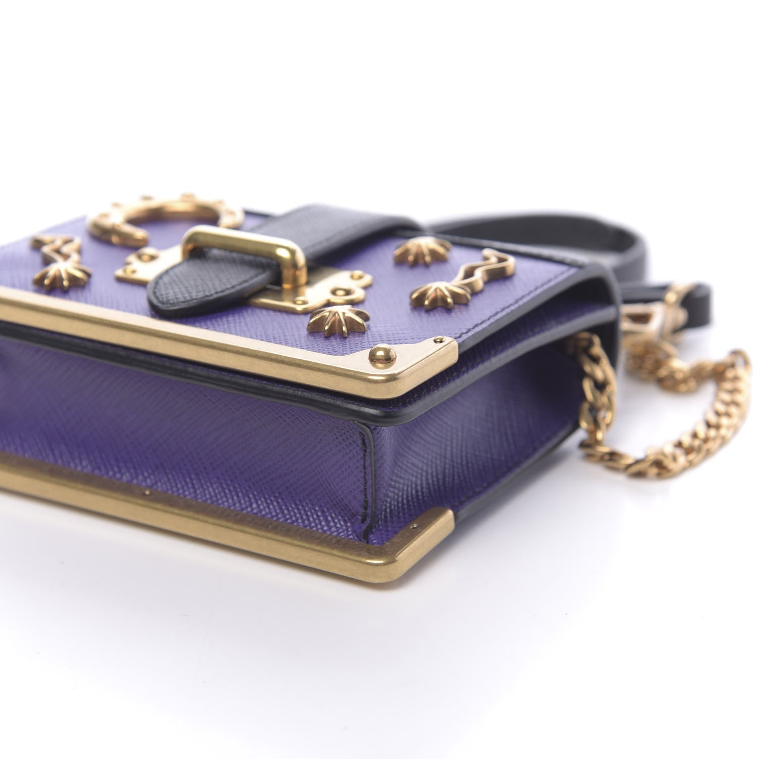 Prada Saffiano Astrology Mini Cahier Bag Viola Black 8 of 10