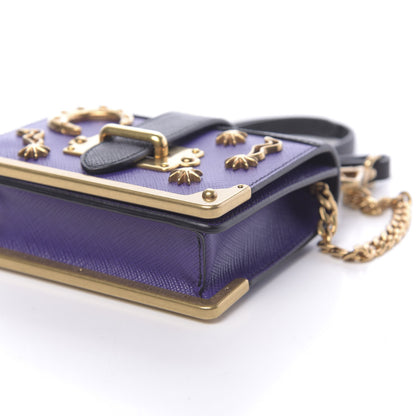 Prada Saffiano Astrology Mini Cahier Bag Viola Black 8 of 10