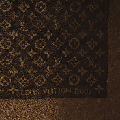 Louis Vuitton Silk Lurex Wool Monogram Shine Shawl Brown 4 of 6