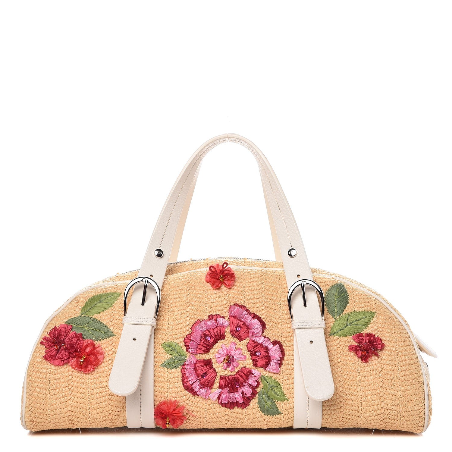 Christian Dior Straw Floral Satchel Multi 1 of 14