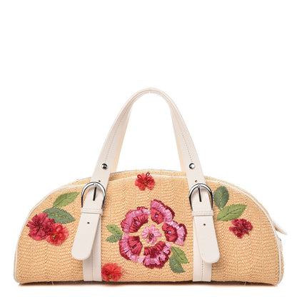Christian Dior Straw Floral Satchel Multi 1 of 14