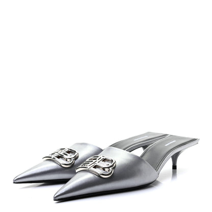 Balenciaga Calfskin BB Pointy Toe Mule 38.5 Gray 3 of 8