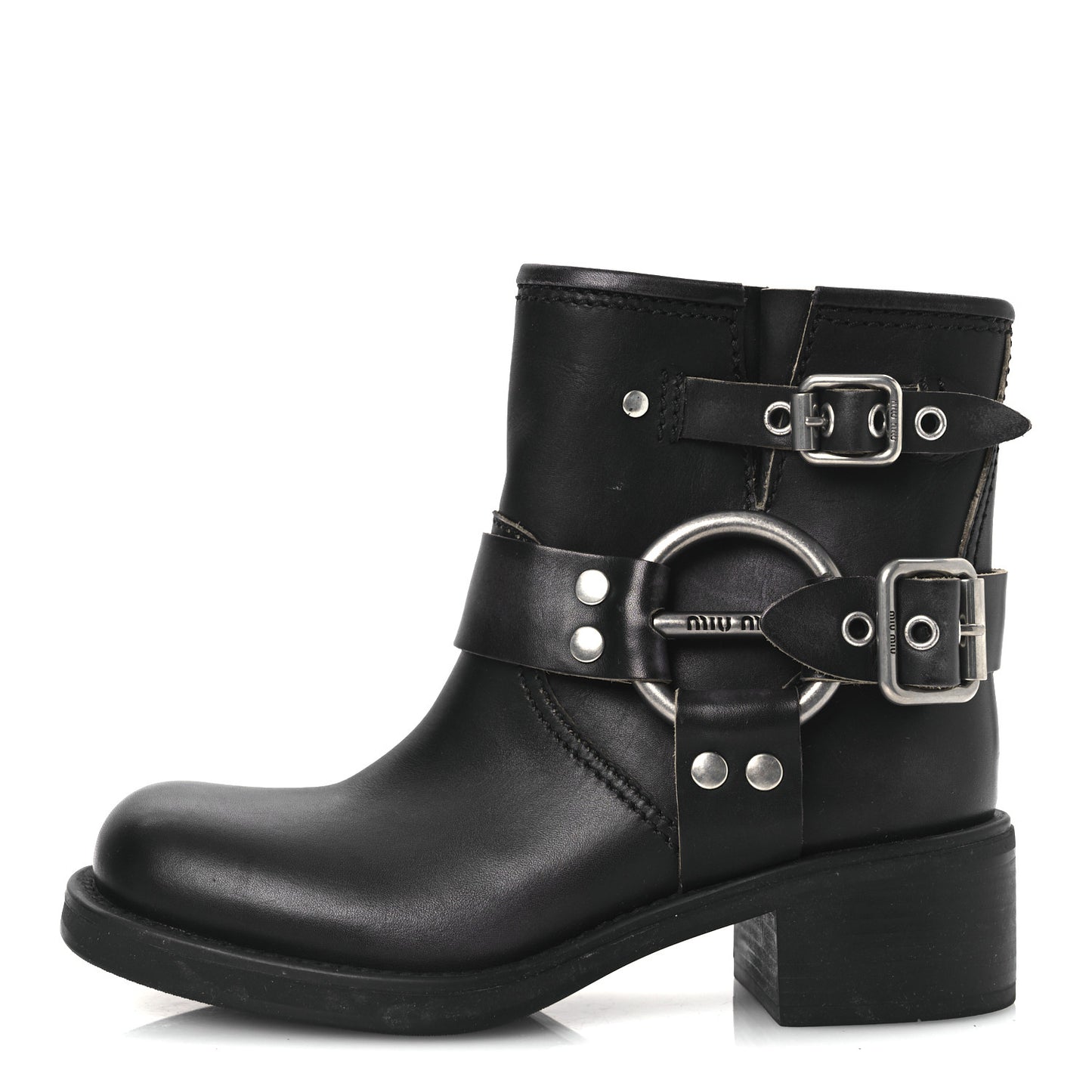 Calfskin Harness Engineer Boots 35 Black