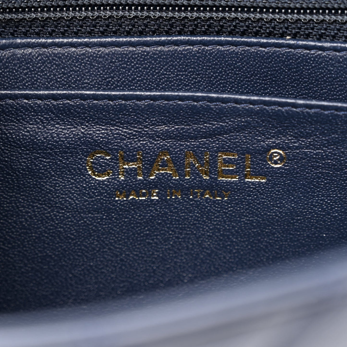 Lambskin Quilted Mini Rectangular Flap Dark Blue