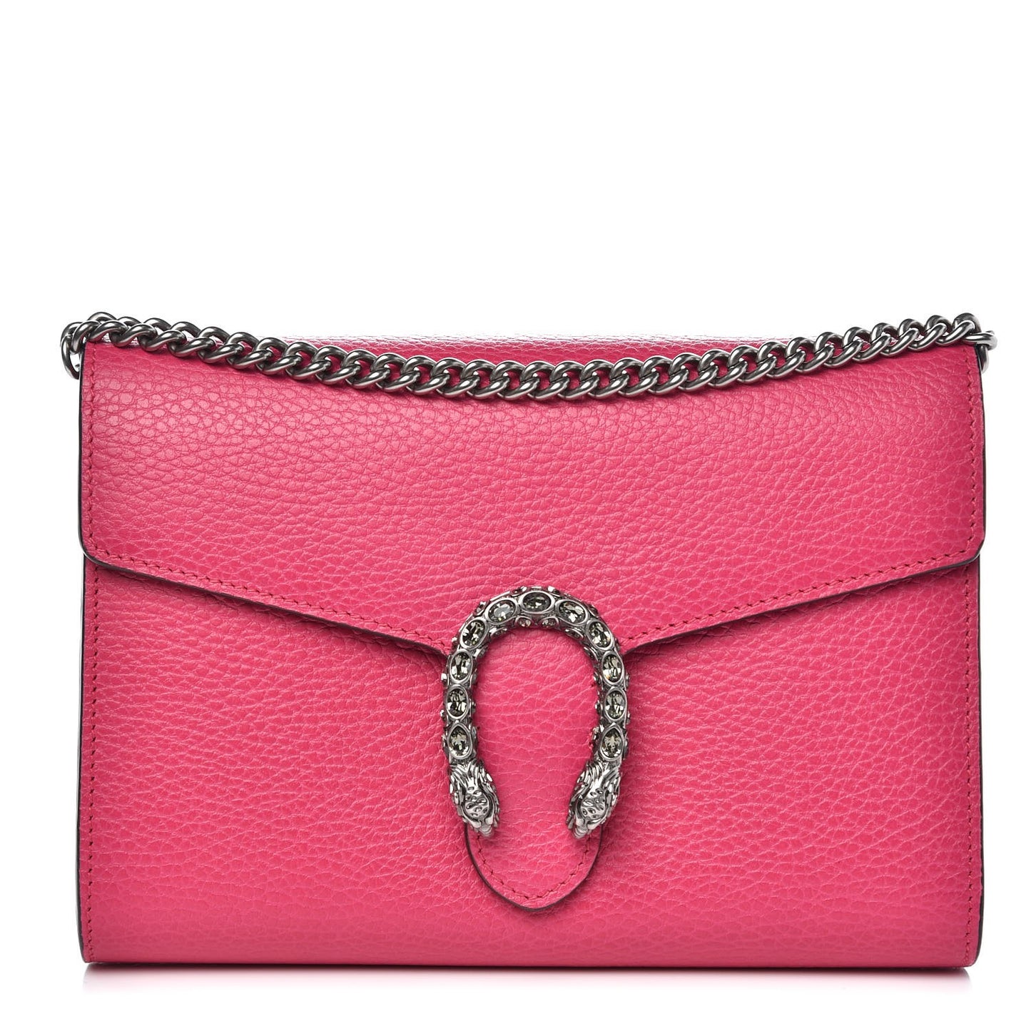 Dollar Calfskin Crystal Mini Dionysus Chain Wallet Box Pink