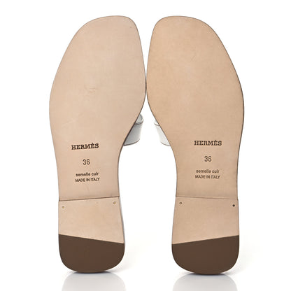 Hermes Box Calfskin Oran Sandals 36 White 5 of 8