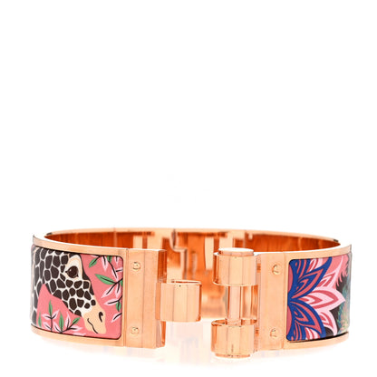 Hermes Enamel Printed Wide The Three Graces Hinged Bracelet M Pink Delirium 5 of 5