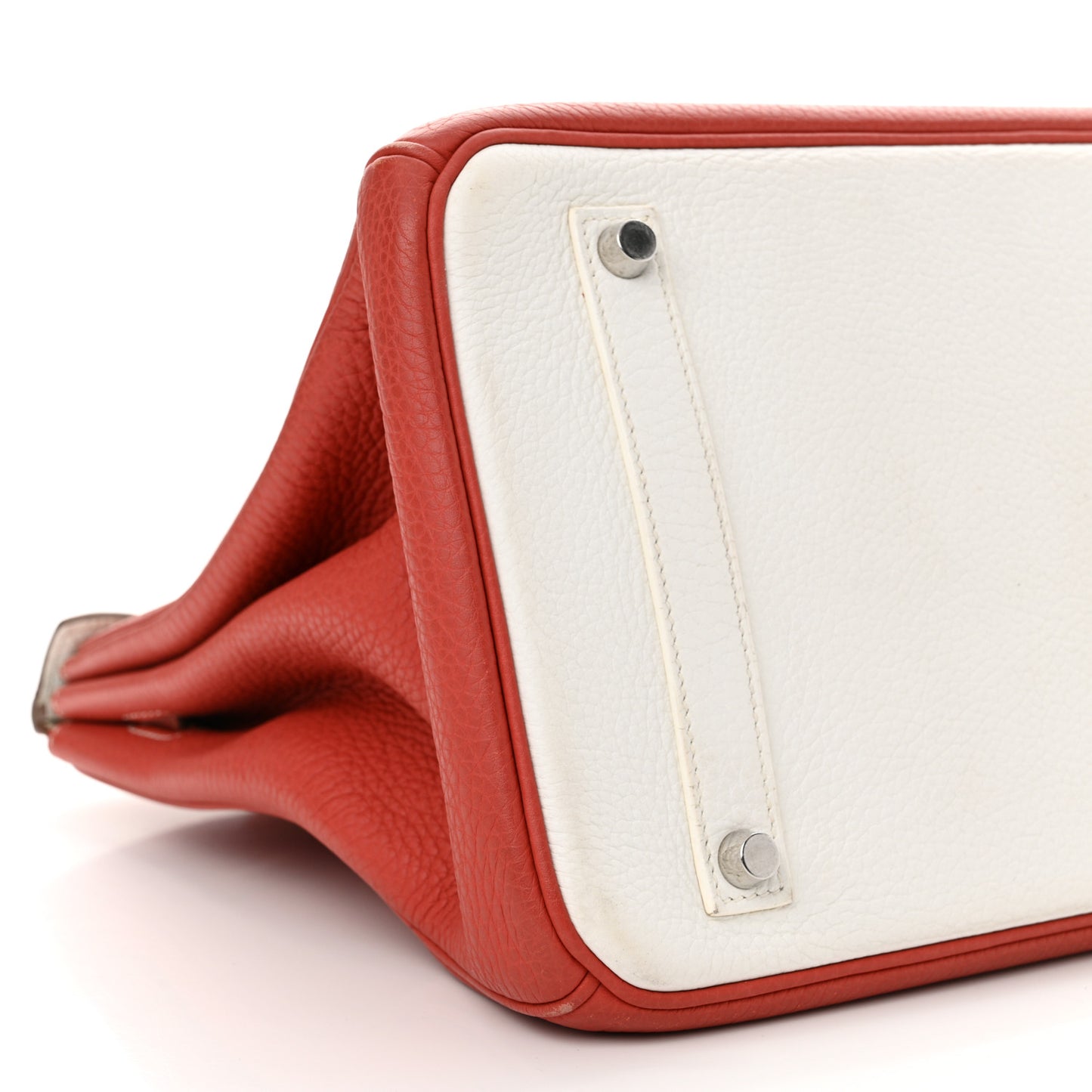 Taurillon Clemence Eclat Birkin 35 Sanguine White