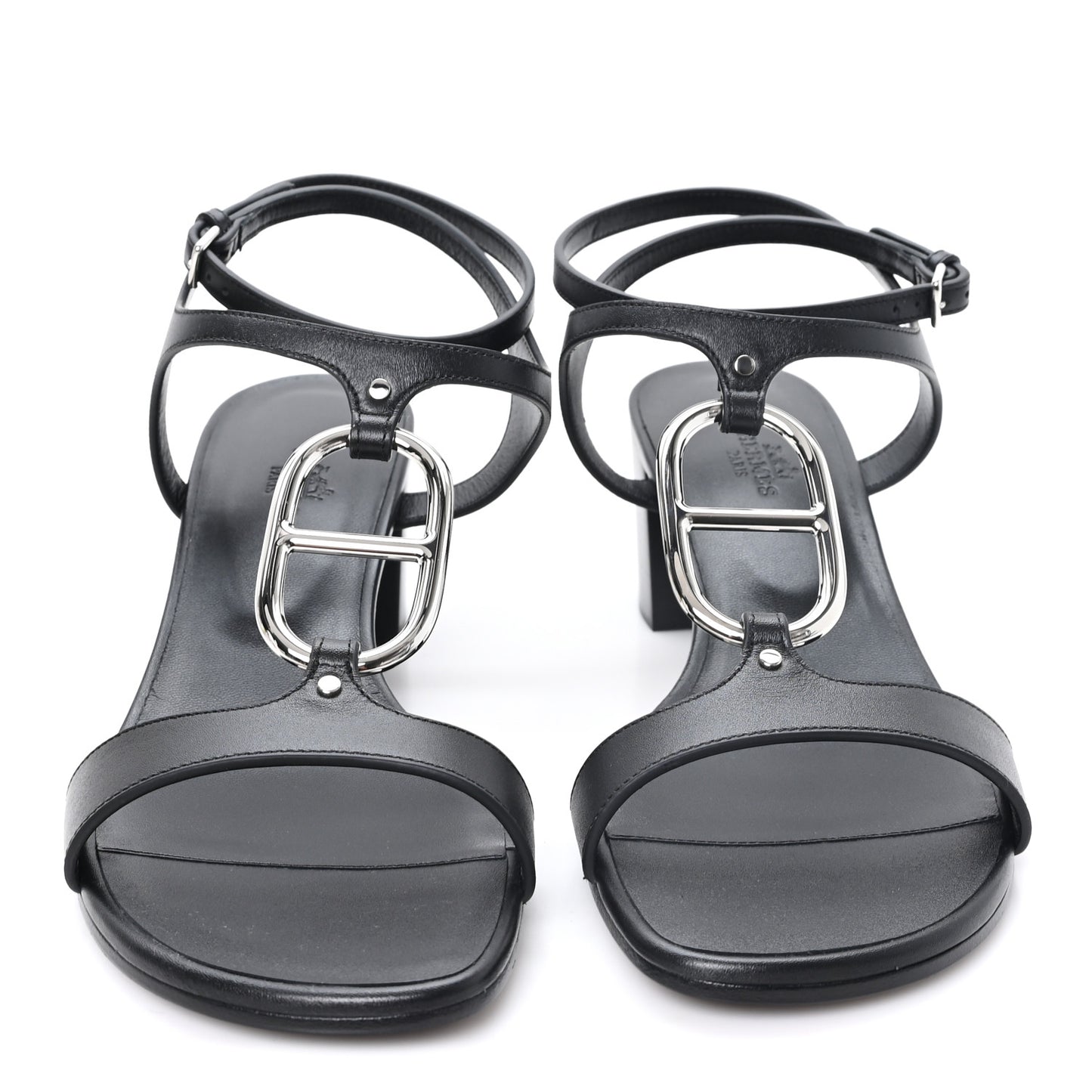 Calfskin Miramar 50 Sandals 40 Black