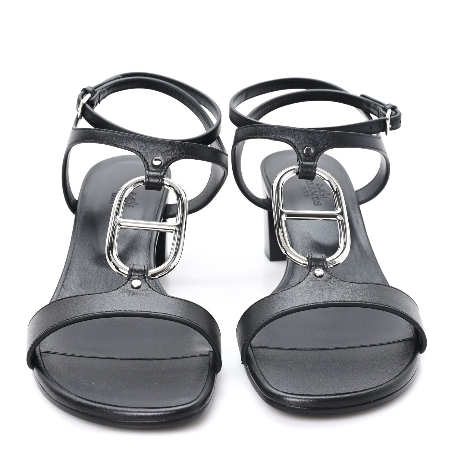 Hermes Calfskin Miramar 50 Sandals 40 Black 3 of 10