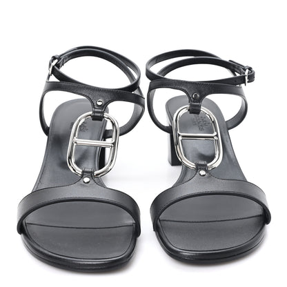 Hermes Calfskin Miramar 50 Sandals 40 Black 3 of 10
