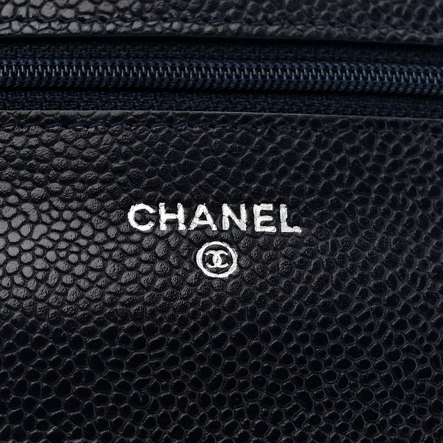 Caviar Quilted Wallet on Chain WOC Navy Blue