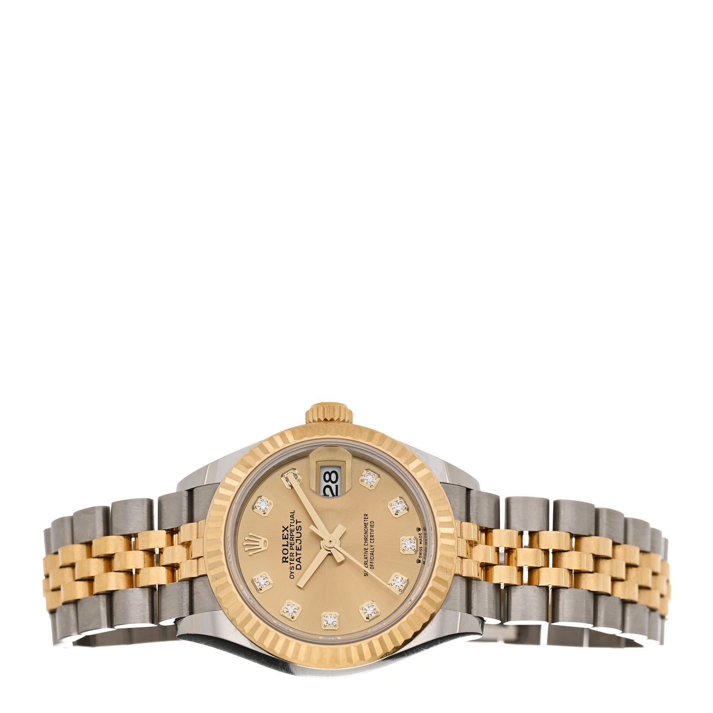 Stainless Steel 18K Yellow Gold Diamond 28mm Oyster Perpetual Datejust Watch Champagne 279173