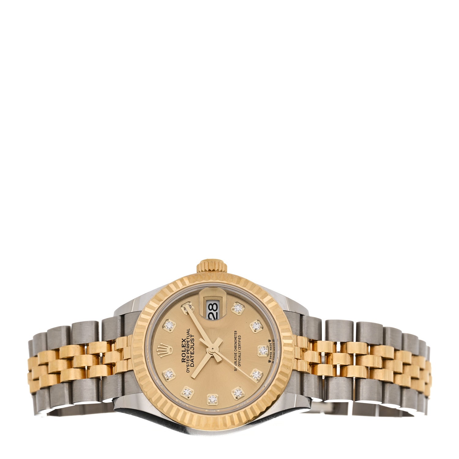 Rolex Stainless Steel 18K Yellow Gold Diamond 28mm Oyster Perpetual Datejust Watch Champagne 279173 2 of 5
