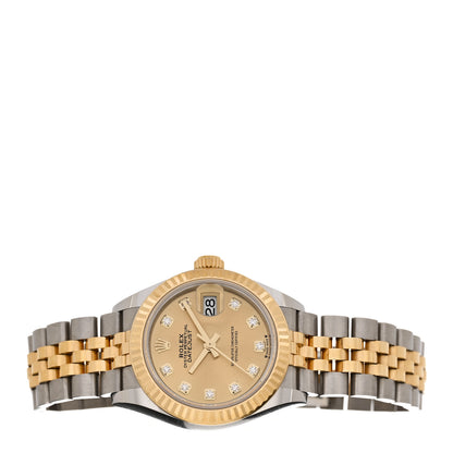 Rolex Stainless Steel 18K Yellow Gold Diamond 28mm Oyster Perpetual Datejust Watch Champagne 279173 2 of 5