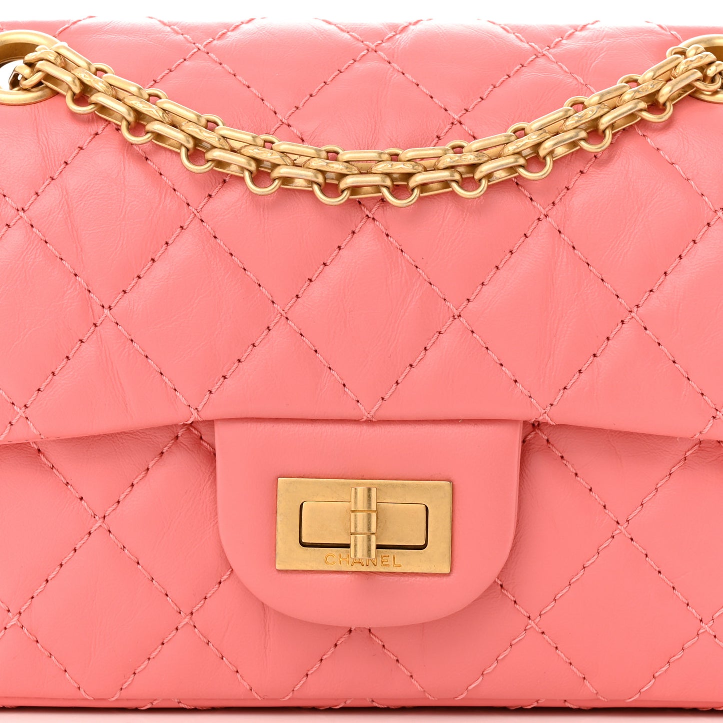 Aged Calfskin Quilted 2.55 Reissue Mini Flap Coral