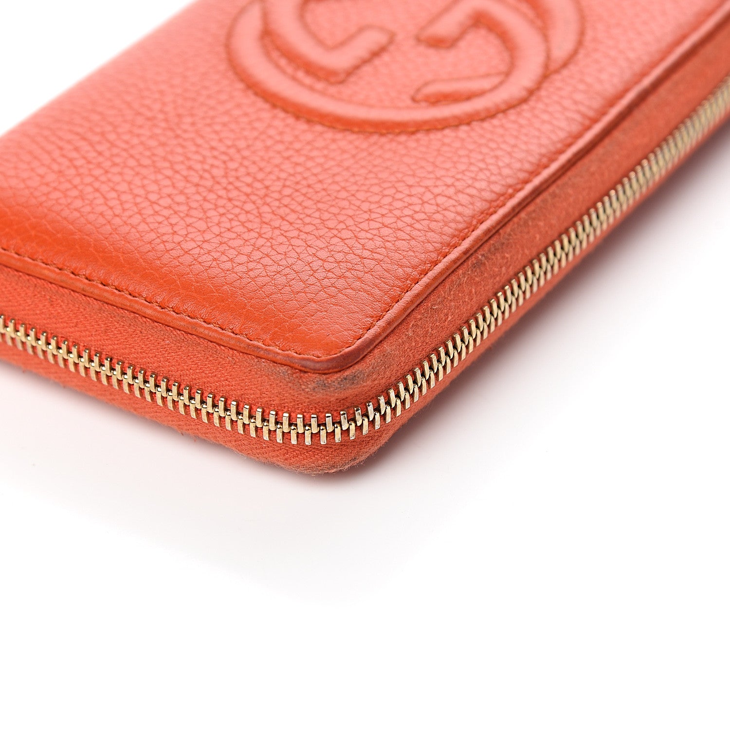 Gucci Pebbled Calfskin Soho Zip Around Wallet Sun Orange 9 of 11