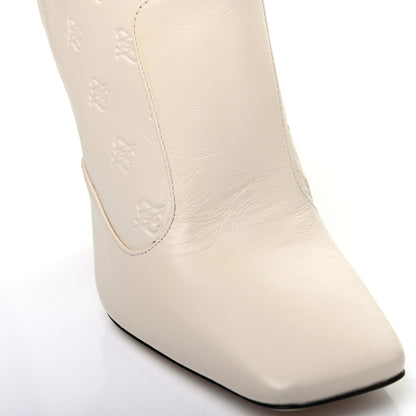 Fendi Vitello Karligraphy Embossed FFreedom High Heel Ankle Boots 36 White 9 of 10