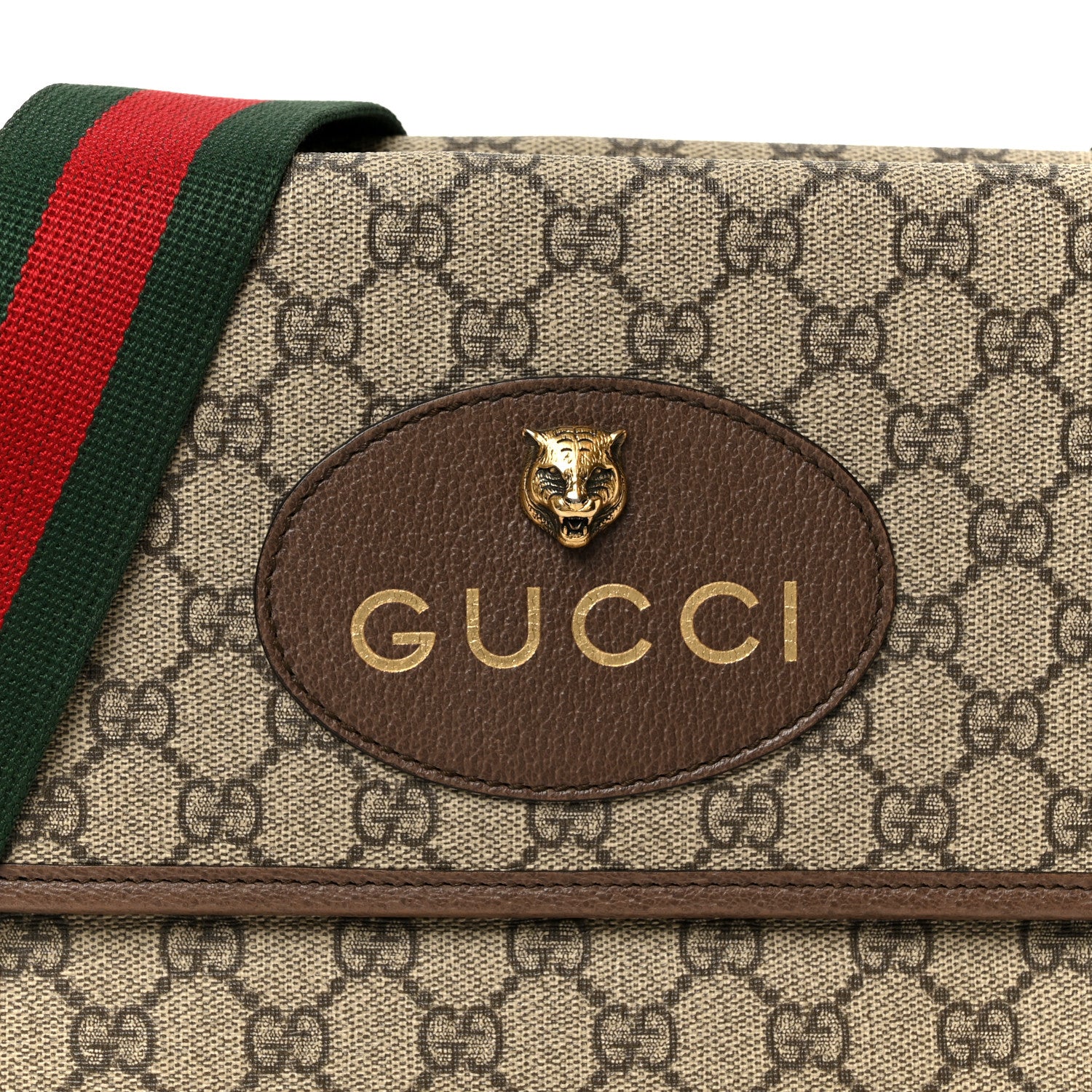 Gucci GG Supreme Monogram Web Small Neo Vintage Double Flap Messenger Bag Beige New Acero 10 of 12