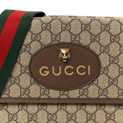 Gucci GG Supreme Monogram Web Small Neo Vintage Double Flap Messenger Bag Beige New Acero 10 of 12