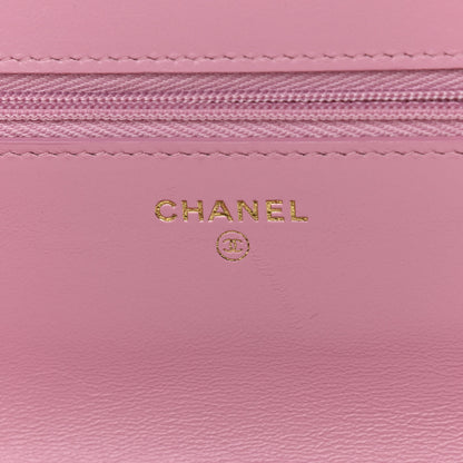 Chanel Lambskin Resin Quilted Wallet On Chain WOC Dark Pink 6 of 14