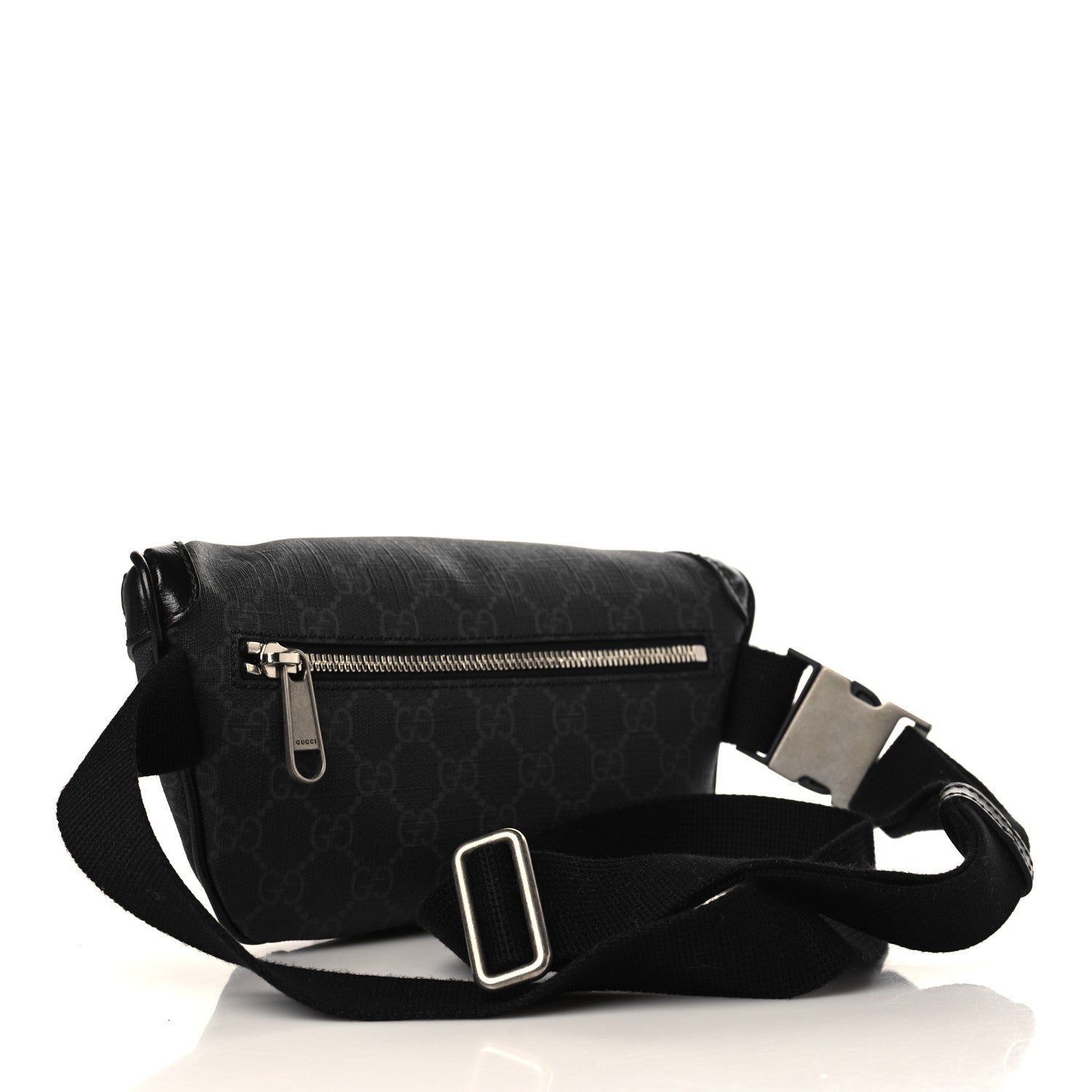 Gucci GG Supreme Monogram Textured Calfskin Retro Interlocking G Belt Bag Black 2 of 7
