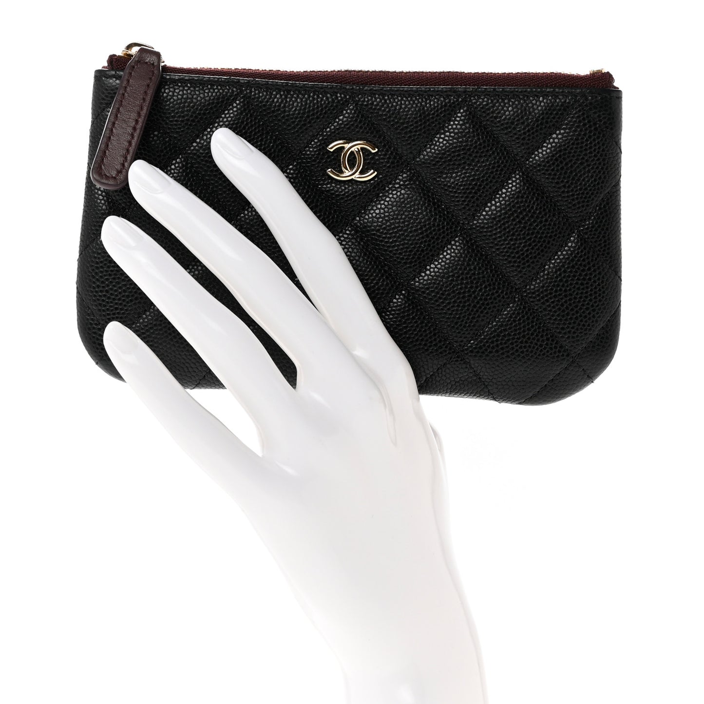 Caviar Quilted Small Cosmetic Case Black