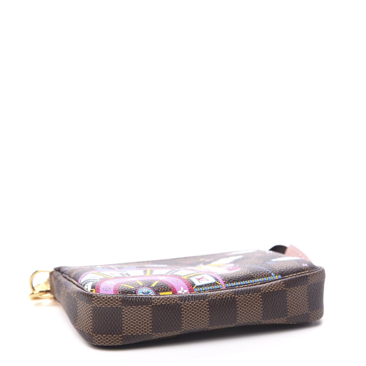 Louis Vuitton Damier Ebene 2020 Christmas Animation Big Wheel Mini Pochette Accessories Rose Ballerine 3 of 9