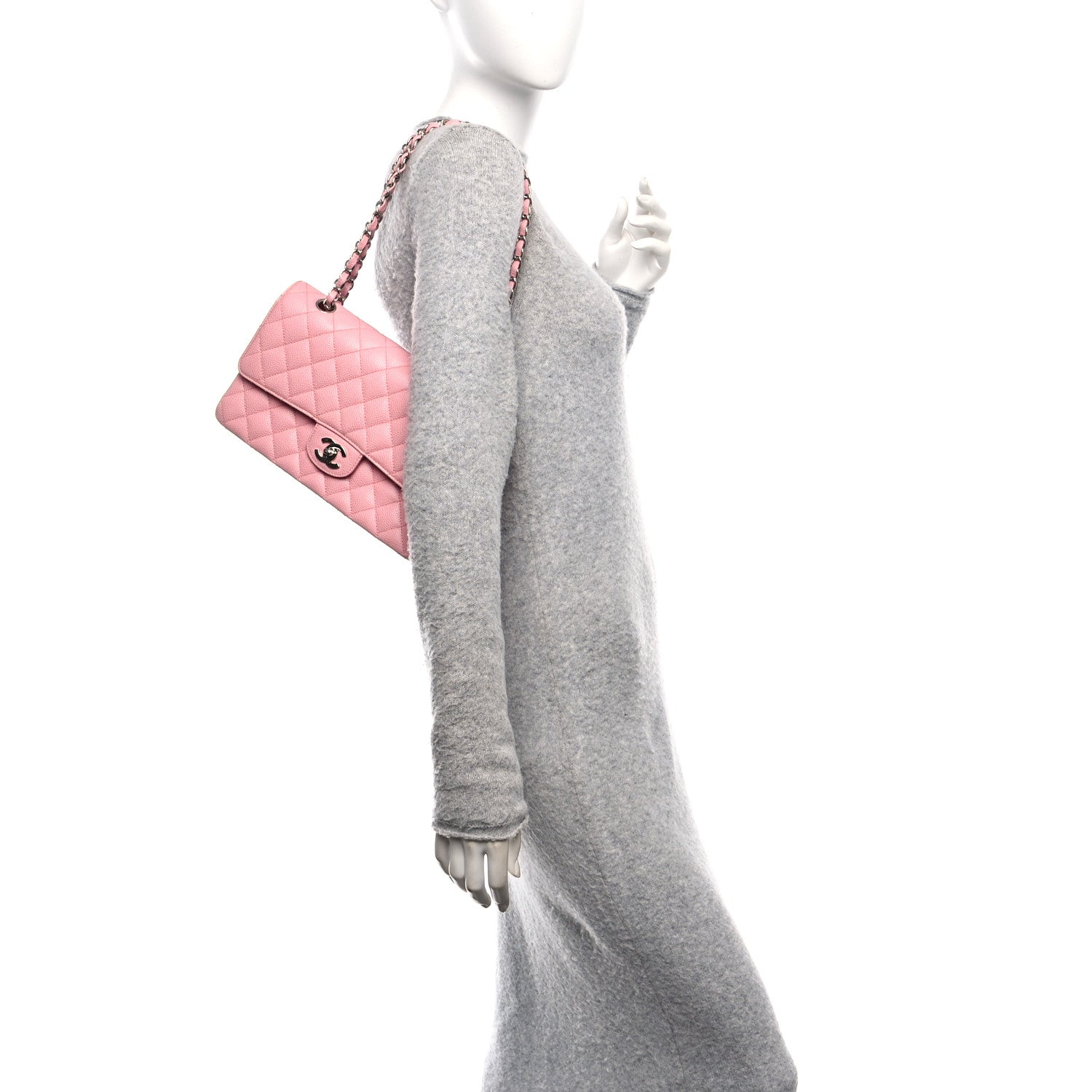 Chanel Caviar Quilted Medium Double Flap Pink 2 of 11