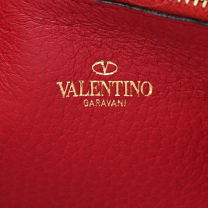 Valentino Garavani Pebbled Calfskin Rockstud Zip Around Wallet Rosso Valentino 6 of 10
