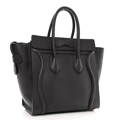 Celine Drummed Calfskin Micro Luggage Liquorice 3 of 9