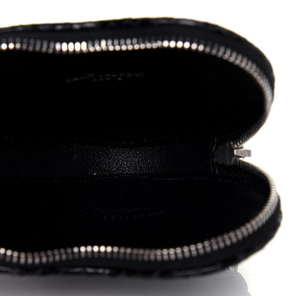 Saint Laurent Calfskin Snakeskin Embossed Love Heart Belt Bag Black 10 of 15