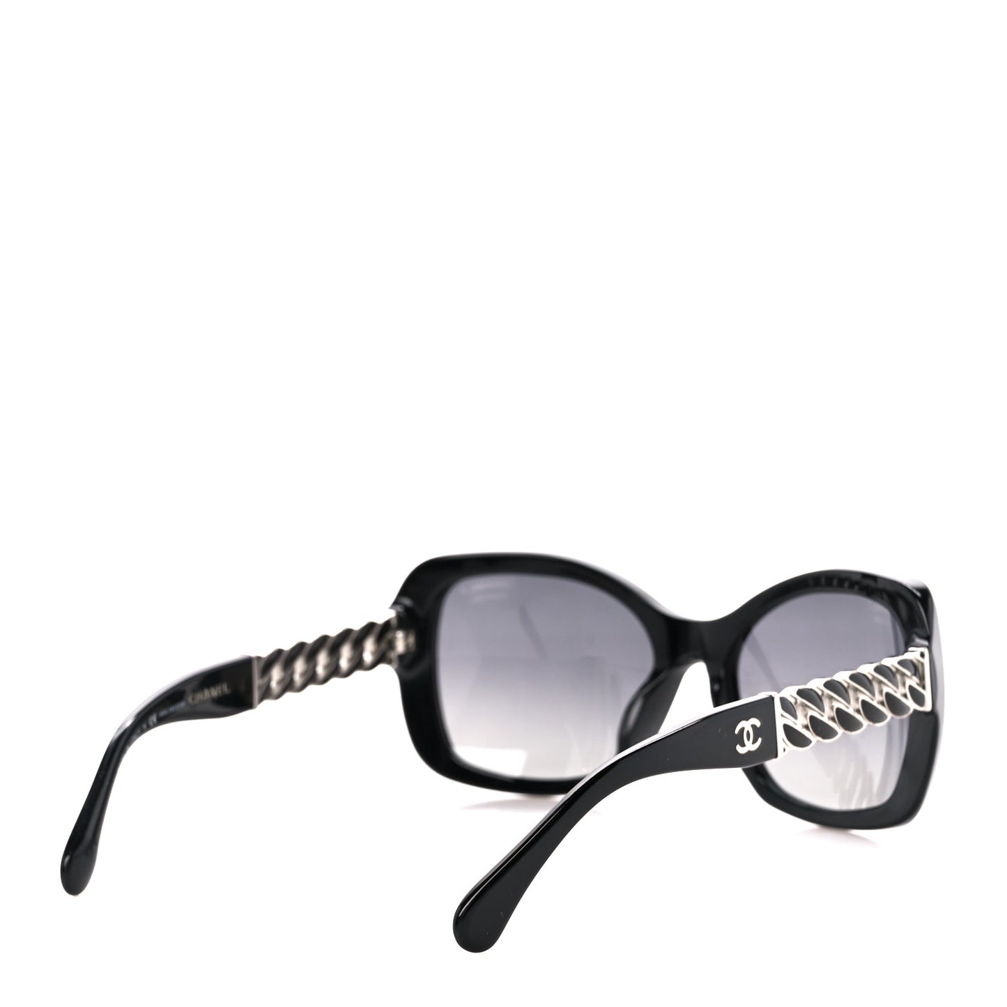 Acetate Metal Polarized Chain Square Sunglasses 5305 Black