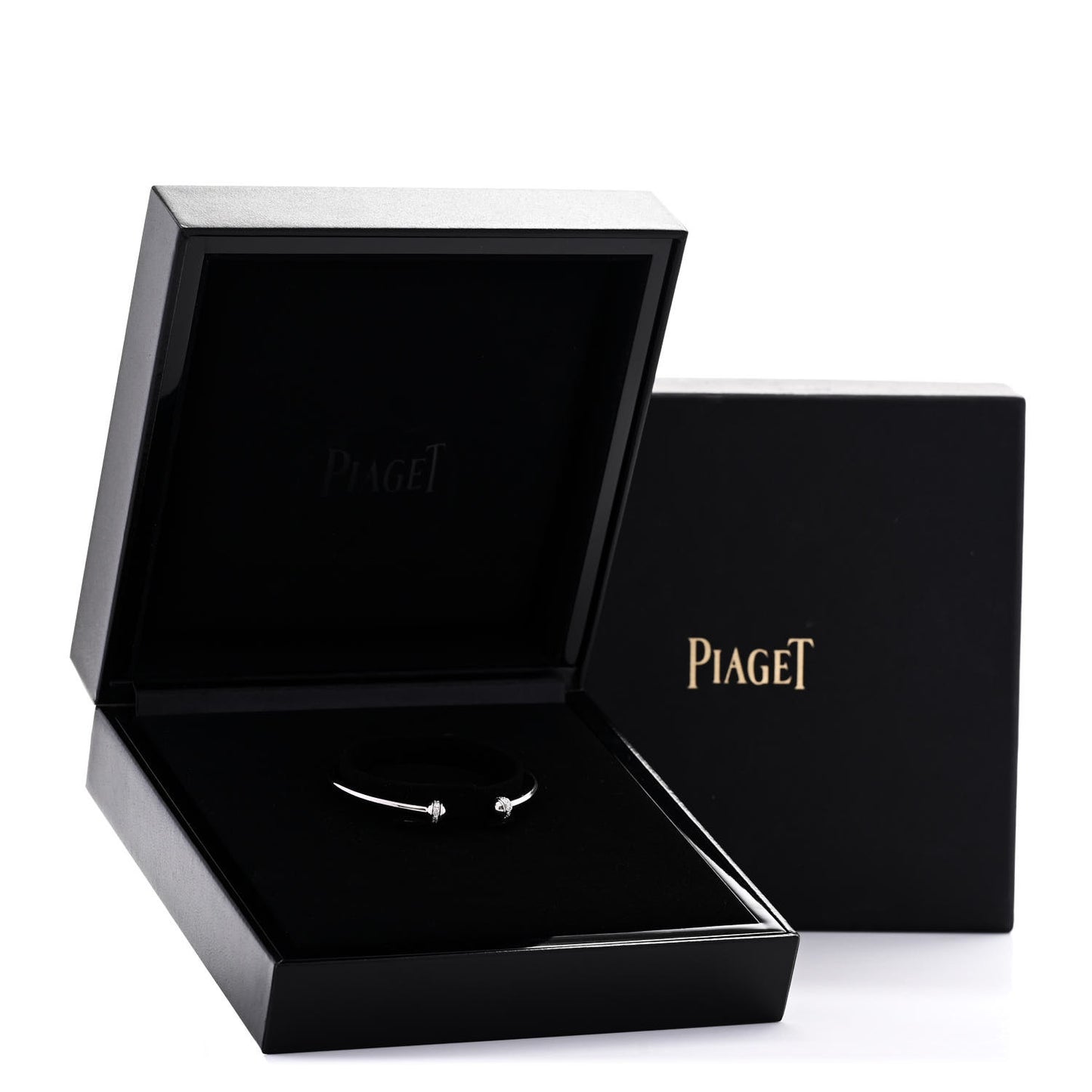 18K White Gold Diamond Thin Possession Open Bangle Bracelet