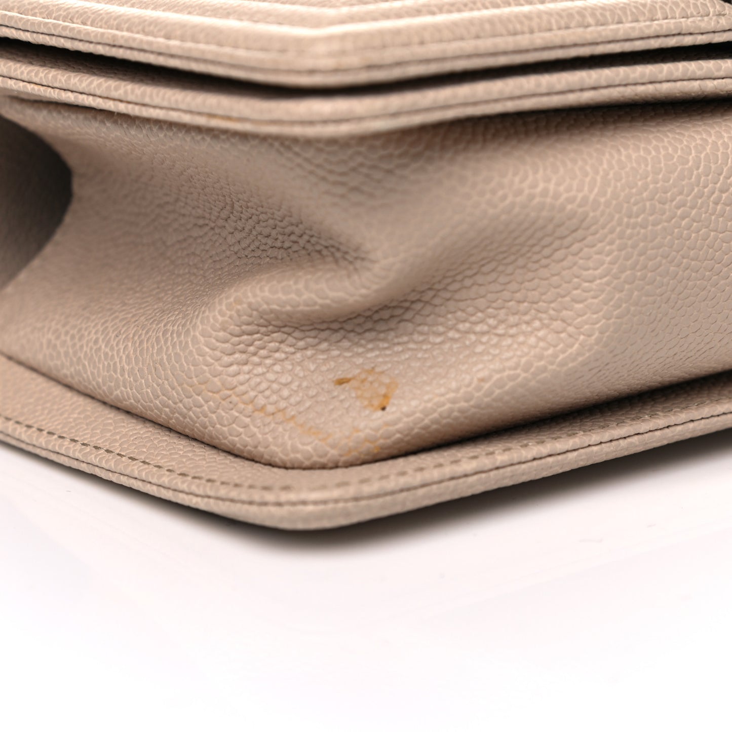 Caviar Quilted Small Boy Flap Light Beige