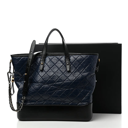 Chanel Aged Calfskin Quilted Large Gabrielle Shopping Tote Navy Black 11 of 11