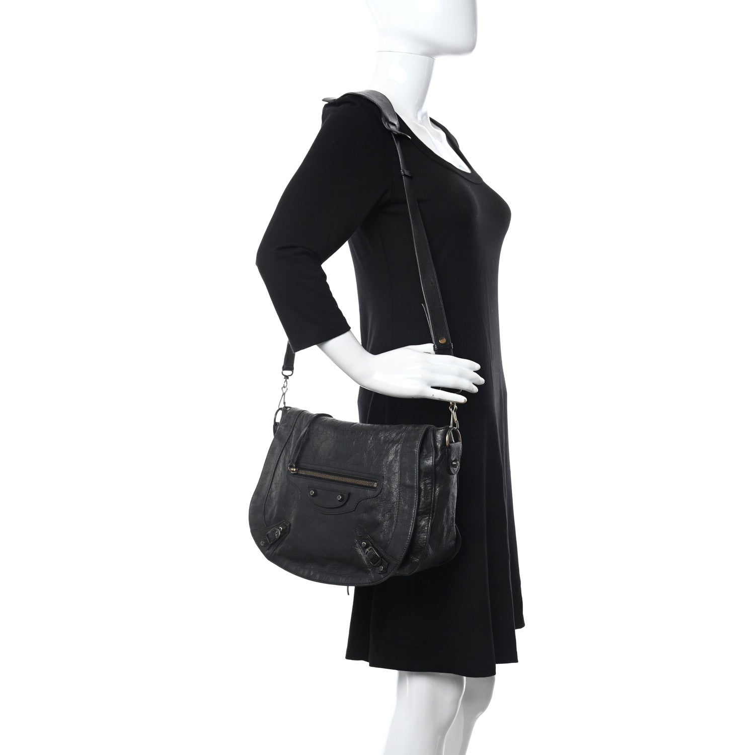 Balenciaga Agneau Classic Hardware Neo Folk Messenger Black 3 of 11