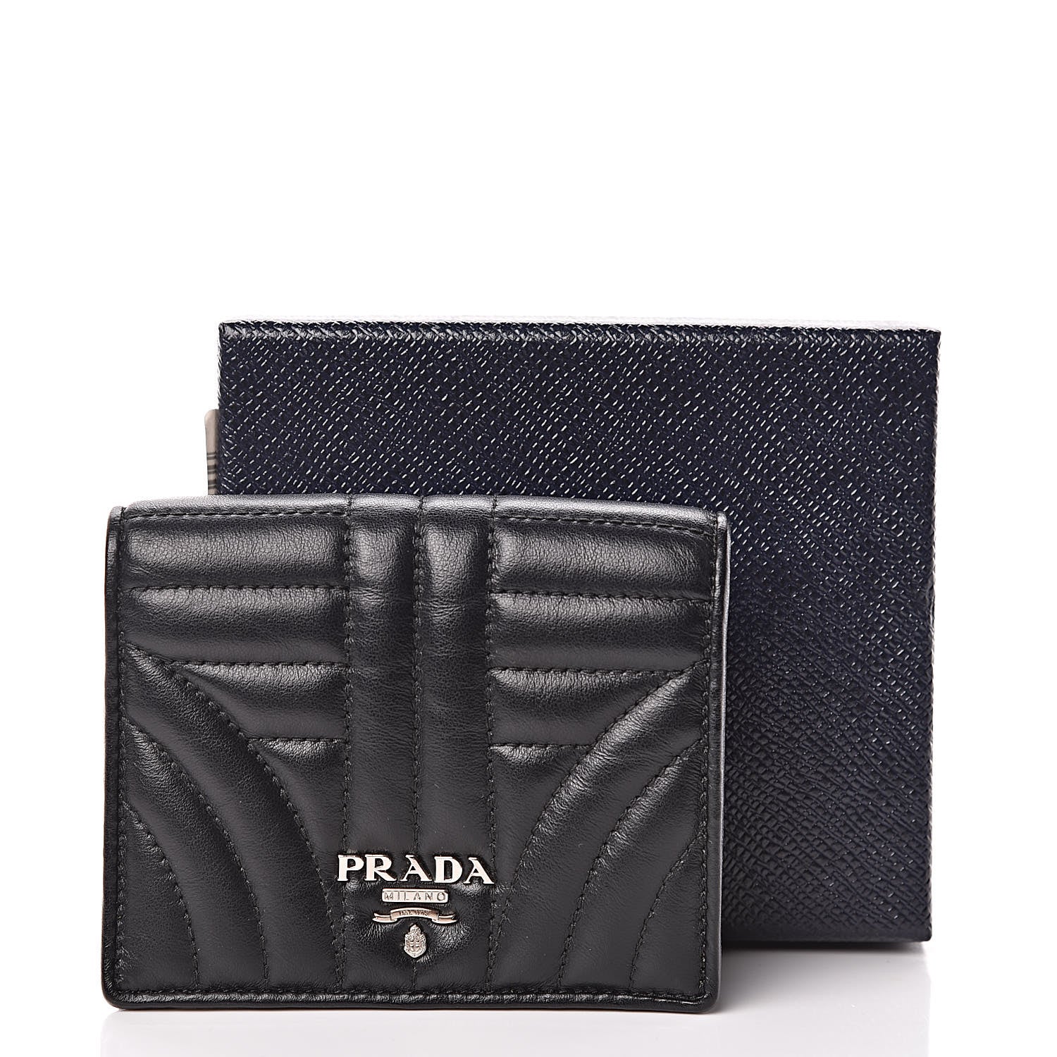 Prada Soft Calfskin Impunture Diagramme Wallet Black 7 of 7