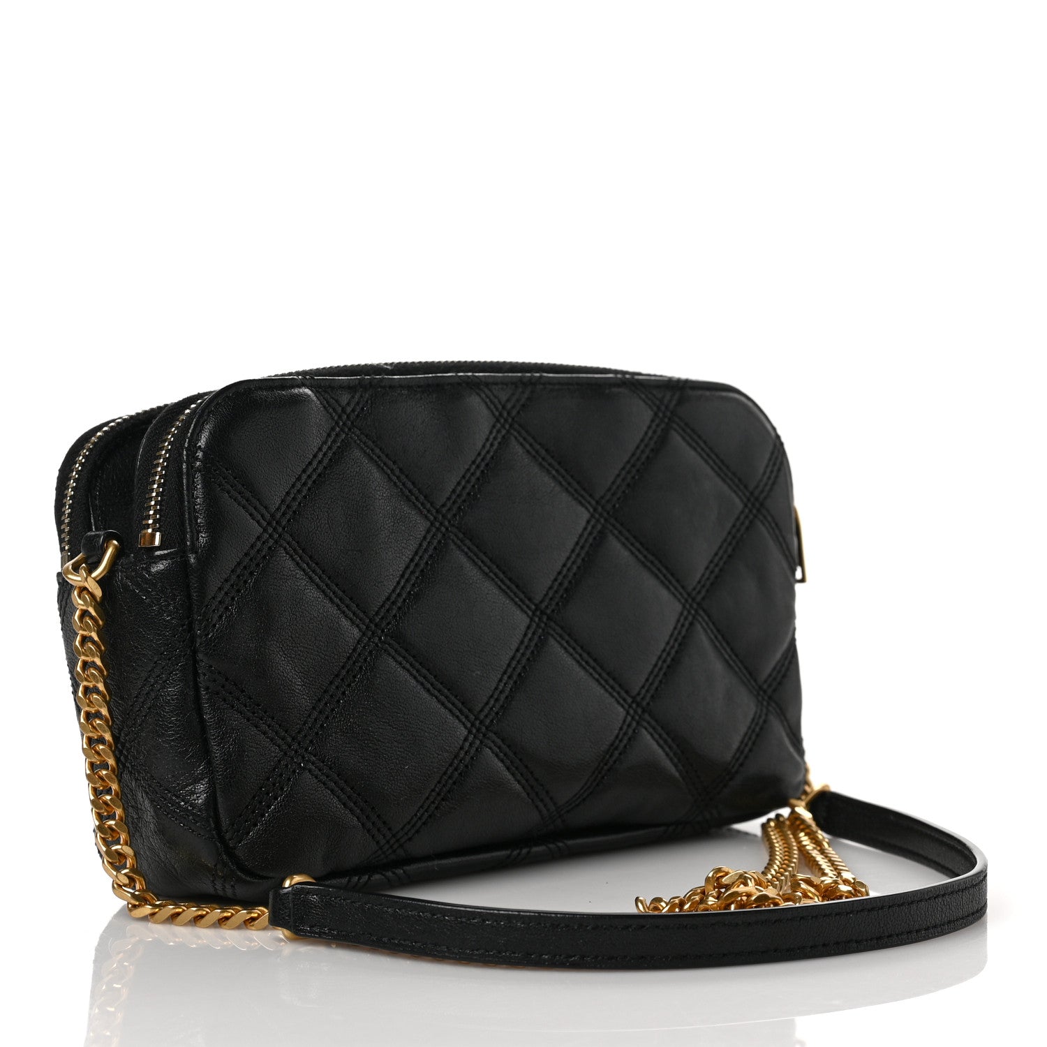 Saint Laurent Grained Lambskin Quilted Mini Becky Double Zip Bag Black 3 of 7