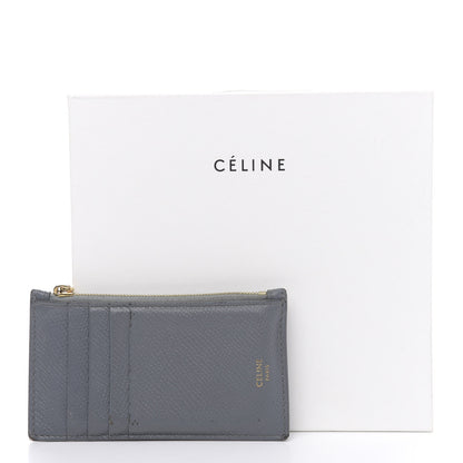 Celine Grained Calfskin Zipped Card Holder Medium Grey 10 of 10
