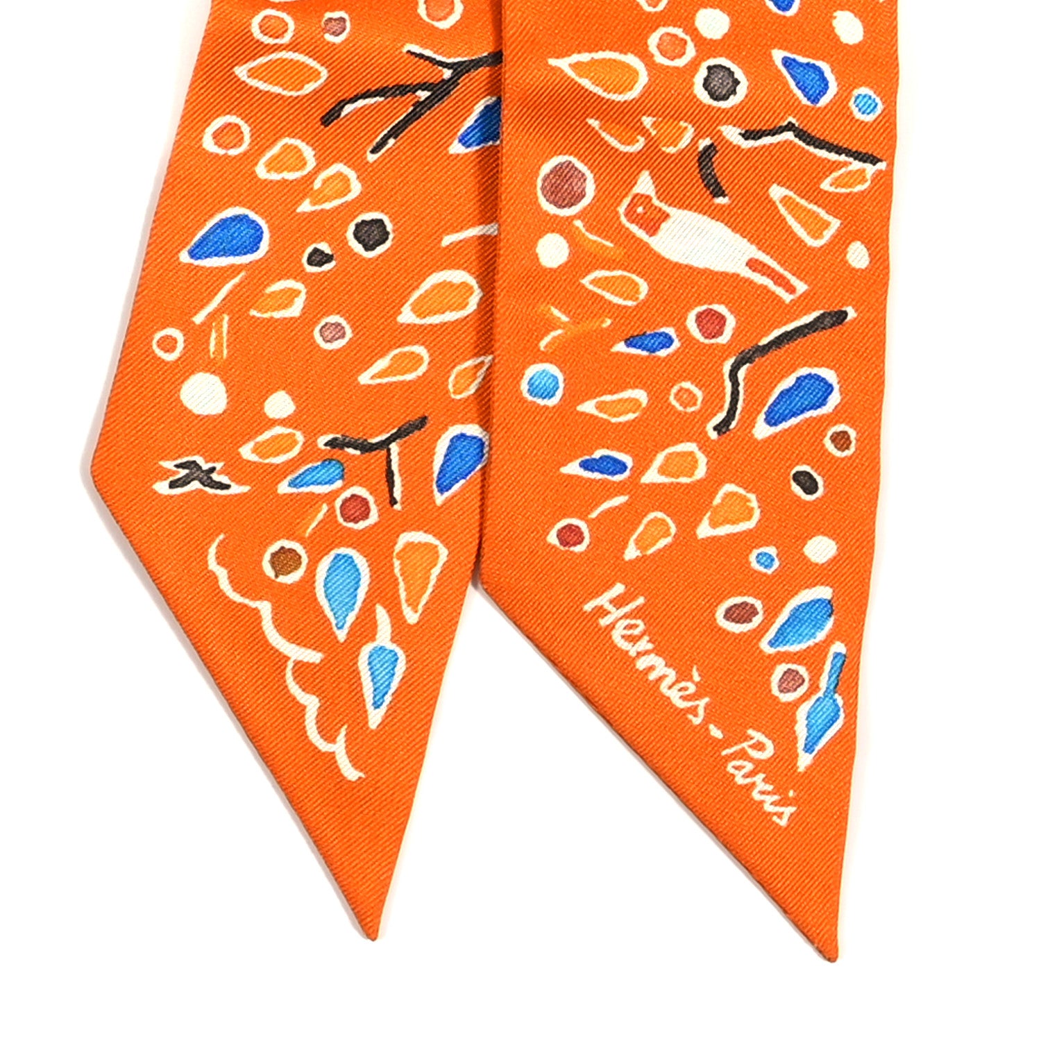 Hermes Silk Isola Di Primavera Twilly Potiron Bleu Tabac 2 of 4